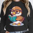 Adorable Book Lover Mallard Duck With Reading Glasses Cute Unisex Sweatshirt