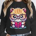 Adorable Book Lover Persian Cat With Reading Glasses Cute Unisex Sweatshirt