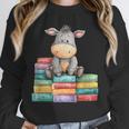 Adorable Donkey With Heart Sitting On Colorful Book Stack Unisex Sweatshirt