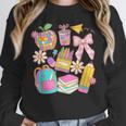 Apple Disco Pencil Books Bow Teacher Student Back To School Unisex Sweatshirt
