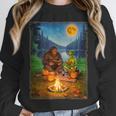 Bigfoot And Alien Reading Books Campfire Halloween Unisex Sweatshirt