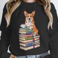 Bookworm Corgi Reading Books Drinking Coffee Dog Lover Unisex Sweatshirt