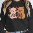 Capybara Axolotl Kawaii Kids Anime Book Lover Reading Unisex Sweatshirt Capybara Axolotl Kawaii Kids Anime Book Lover Reading Unisex Sweatshirt
