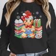 Christmas Gingerbread Man Reading Book Snowflake Teacher Unisex Sweatshirt