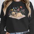 Color Floral Cute Pug Dog On Book Reading Bookworm Reader Unisex Sweatshirt