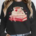 Cute Books And Coffee Crochet Valentines Day Tee For Couples Unisex Sweatshirt