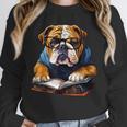 Cute Dog English Bulldog Reading Book Unisex Sweatshirt