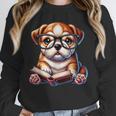 Cute Dog Puppy English Bulldog Reading Book Unisex Sweatshirt