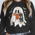 Cute Ghost Reading Book Spooky Season Halloween Costume Kids Unisex Sweatshirt