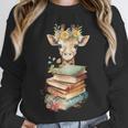 Cute Giraffe With Book Floral Bookworm Librarian Book Lover Unisex Sweatshirt
