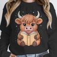 Cute Highland Cow Reading Book Unisex Sweatshirt