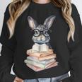 Cute Reading Bunny With Glasses Books Reader Book Bookworm Unisex Sweatshirt
