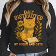 Easily Distracted By Cats And Books Cute Cat Book Lover Unisex Sweatshirt