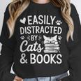 Easily Distracted By Cats And Books Reading Apparel Unisex Sweatshirt