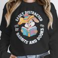 Easily Distracted By Rabbits And Books Reading Unisex Sweatshirt
