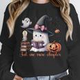 Ghost Reading Book Coquette Bow Halloween Girl Toddler Kid Unisex Sweatshirt