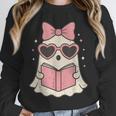 Ghost Reading Book Halloween Cat Lover Unisex Sweatshirt