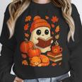 Ghost Reading Book Lovers Autumn Fall Halloween Unisex Sweatshirt