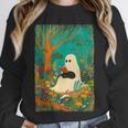 Groovy Ghost Reading Book Cat Halloween Ghost Teacher Unisex Sweatshirt
