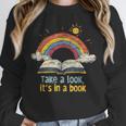 Take a Look It's In a Book Vintage Reading Teacher Rainbow Unisex Sweatshirt