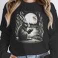 Rabbit Reading Book Full Moon Lake Scenery Unisex Sweatshirt
