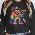 Rainbow Pride Bigfoot Reading Book With Heart Glasses Unisex Sweatshirt