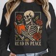 Read In Peace Skeleton Reading Book Halloween Teacher Unisex Sweatshirt Read In Peace Skeleton Reading Book Halloween Teacher Unisex Sweatshirt