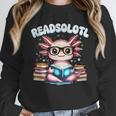 Readsolotl Pink Kawaii Axolotl Read Book Lover Reading Unisex Sweatshirt