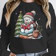 Snowman Reading Book Lovers Christmas Librarian Bookworm Unisex Sweatshirt