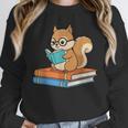 Squirrel Reading Book Glasses Bookworm Librarian Unisex Sweatshirt