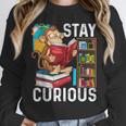 Stay Curious Monkey Reading Book Lover Bookworm Unisex Sweatshirt