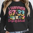 Survived 67 Days Of School Ice Cream Drip Apple Pencil Book Unisex Sweatshirt