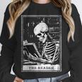 Tarot Card Shirt The Reader Tarot Skeleton Reading Book Unisex Sweatshirt
