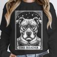 Tarot Card Vintage Pit Bull Pittie Dog Book Lover The Reader Unisex Sweatshirt