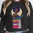 Woman And Books Stack Afro Girl Reading Lover Unisex Sweatshirt Woman And Books Stack Afro Girl Reading Lover Unisex Sweatshirt