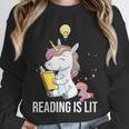 Women's Reading Is Lit Unicorn Library English Teacher Book Lover Unisex Sweatshirt Women's Reading Is Lit Unicorn Library English Teacher Book Lover Unisex Sweatshirt