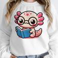 Adorable Book Lover Axolotl With Reading Glasses Cute Unisex Sweatshirt