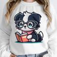 Adorable Book Lover Border Collie With Reading Glasses Cute Raglan Baseball Tee Unisex Sweatshirt