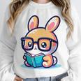Adorable Book Lover Rabbit With Reading Glasses Cute Premium Unisex Sweatshirt