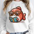 Adorable Book Lover Salmon With Reading Glasses Cute Unisex Sweatshirt