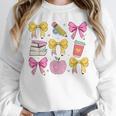 Apple Coquette Bow Books First Day Of School Back To School Unisex Sweatshirt