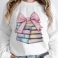 Book Lover Coquette Bow Pink Dainty Ribbon Cute Bookworm Unisex Sweatshirt
