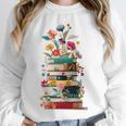 Book Stack With Flowers Reading Lover Bookish Unisex Sweatshirt