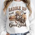 Bookish Retro Western Cowgirl Texas Book Lover Novel Reader Unisex Sweatshirt