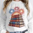 Books Fireworks 4th Of July Bookworm Patriotic Reader Unisex Sweatshirt