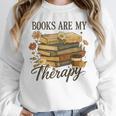 Books Are My Therapy Vintage Book Lover Daisy Art Unisex Sweatshirt