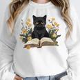 Cat Shirts For Women Book Lover Shirt Cute Cat And Book Premium Tri-Blend Unisex Sweatshirt