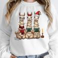 Christmas Three Llamas Reading Reading Books Llama Lover Unisex Sweatshirt