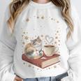 Coffee Cats & Books Cute Cat Book Lover Reading Unisex Sweatshirt