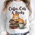 Coffee Cats And Books Lover For Women & Girls Coffee Unisex Sweatshirt